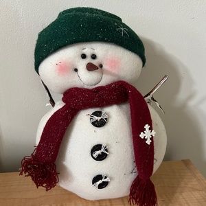 Christmas Snowman Decoration. H 10" W 9".  Excellent Condition.